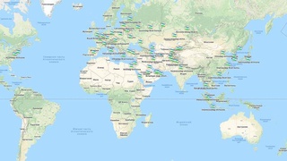 Карта с адресами избирательных участков в зарубежных странах для участия в выборах Президента Узбекистана