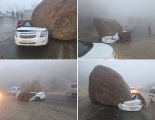 На перевале «Тахтакорача» в Кашкадарьинской области валун упал на автомобиль: погибли три человека