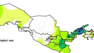 Ўзгидромет ёғингарчилик миқдори акс этган харита тайёрлади