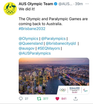 2032 йилги ёзги Олимпия ўйинларига Австралиянинг Брисбен шаҳри мезбонлик қиладиган бўлди