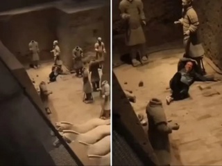 In China, a man broke two ancient statues of soldiers of the terracotta army