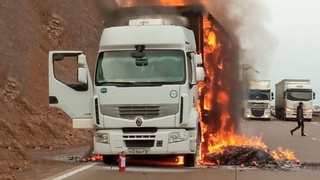 “Қамчиқ”да юк машинаси ёниб кетди