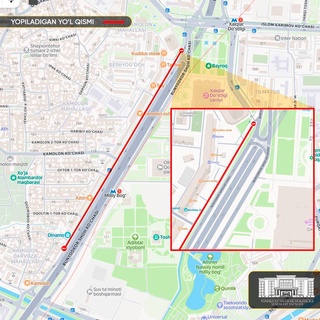 В Ташкенте с 12 по 15 сентября ограничат движение по дублеру улицы Бунёдкор