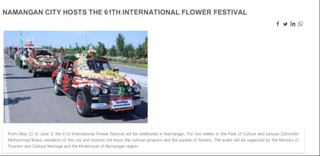 IHT Madaniyat instituti vebsaytida Namanganda oʻtkaziladigan 61-xalqaro gullar festivali toʻgʻrisida maqola eʼlon qilindi