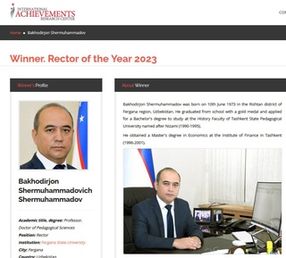 Xalqaro yutuqlar tadqiqot markazi - “IARC” reytingida fardu rektori “yil rektori – 2023” deb eʼlon qilindi!
