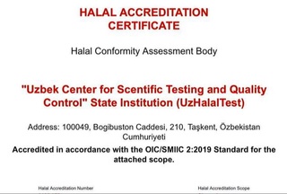 Дар Ӯзбекистон нахустин ниҳод оид ба сетификатонии  “Ҳалол” бо аккредитатсияи байналмилалӣ таъсис дода шуд