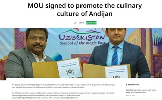 Hindistonning yetakchi sayyohlik nashri Andijon gastronomik turizm salohiyatiga eʼtibor qaratdi