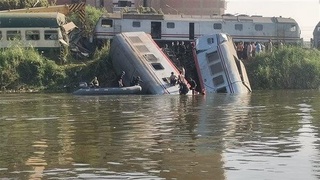 At least 20 people were injured in a train collision in Egypt