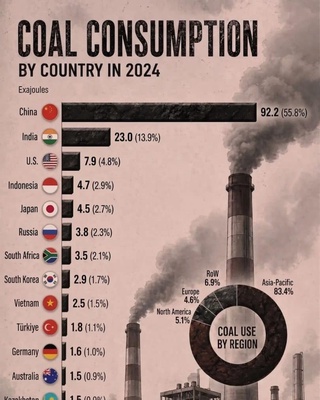 Dunyoda qaysi davlat eng ko‘p ko‘mir yoqayapti?