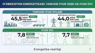 Выработка электроэнергии в Узбекистане за первое полугодие выросла на 7,1%