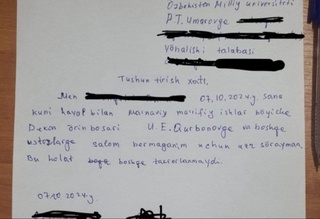 Миллий университетда талаба салом бермагани учун жазоланди