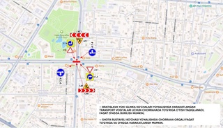 В Яккасарайском районе Ташкента временно ограничено движение автотранспорта на перекрестке улиц Братислава, Глинка и Шота Руставели