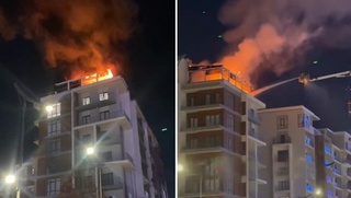 Toshkent cityʼда 9 қаватли уйнинг томи ёниб кетди