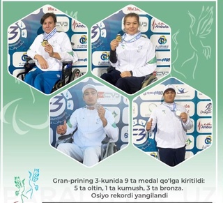 Гран-прининг учинчи куни паралимпиячиларимиз тўққизта медаль қўлга киритишди