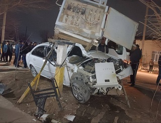 В Джизаке водитель Gentra влетел в трансформатор: местные жители остались без света