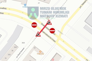 Mirzo Ulugʻbek tumanining “Shaxriobod” koʻchasida joylashgan temir yoʻl kesishmasida avtoulovlar harakati vaqtincha cheklanadi
