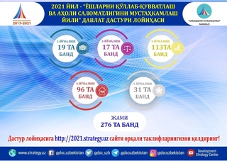 2021 yilgi Davlat dasturi loyihasi infografika ko'rinishida