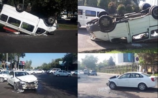 В Чиланзарском районе перевернулась маршрутка с пассажирами