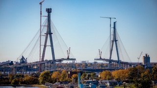 The longest cable-stayed bridge in North America connects the US and Canada