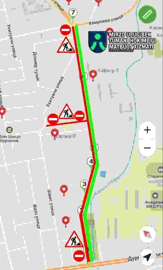 В Мирзо-Улугбекском районе Ташкента временно ограничат движение транспорта