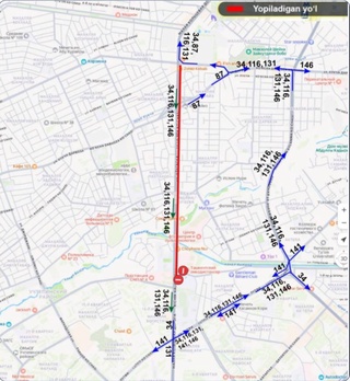 В Ташкенте временно изменена схема движения автобусов из-за ремонта на Малой кольцевой дороге