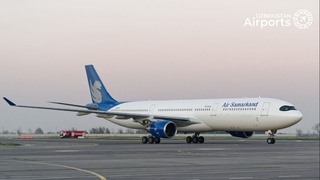 Самарқанд халқаро аэропортида “Air Samarkand” авиакомпаниясининг илк самолёти кутиб олинди