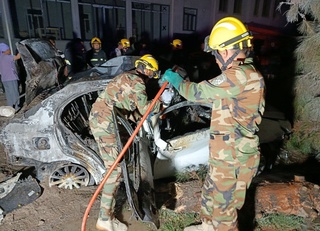 Наманганда “Nexia-3” ҳайдовчиси билан бирга ёниб кетди