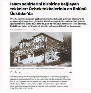 Туркияда Муқаддас Каъба зиёратига бориш йўлларида ўзбеклар томонидан бунёд этилган ҳонақоҳлар ҳақидаги мақола чоп этилди