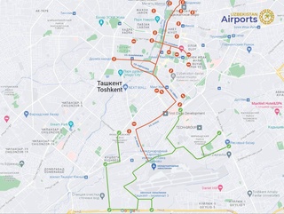 Опубликована карта с объездными путями к международному аэропорту «Ташкент» 8-10 ноября
