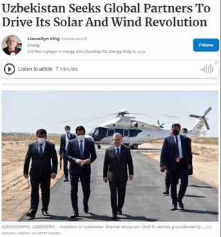 Ўзбекистон ўзининг қуёш ва шамол инқилобини илгари суриш учун глобал ҳамкорлар изламоқда — Forbes