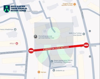 В Ташкенте на месяц закроют участок улицы «Узбекистон овози» для движения автотранспорта