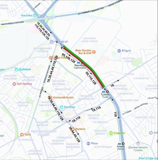 В Ташкенте с 25 июня временно изменено движение ряда автобусных маршрутов