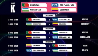 Стало известно расписание сборной Узбекистана по футболу на групповом этапе ЧМ-2026