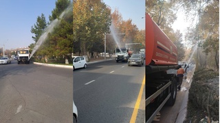 Toshkentda havo ifloslanishini kamaytirish uchun suv sepish boshlandi