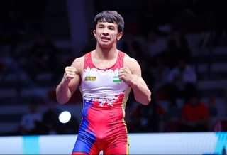 Wrestler from Uzbekistan Alisher Ganiev won gold at the World Youth Championship in Albania