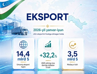 Основные показатели экспорта Республики Узбекистан за январь-июнь 2026 года (без учета экспорта золота)