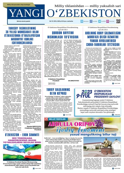 Yangi Oʼzbekiston № 121 (910), 2023-yil 20-iyun