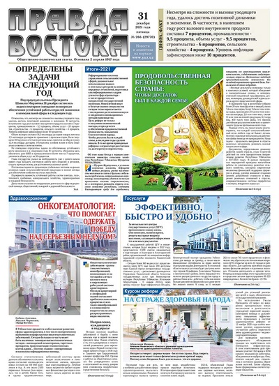 Правда Востока №266 от 31 декабря 2021 года