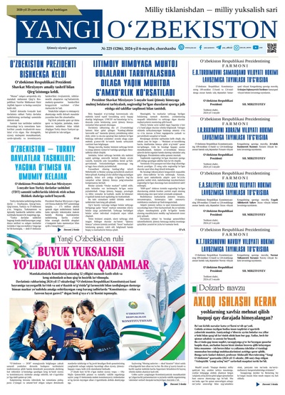 Yangi Oʼzbekiston № 225 (1286), 2024-yil 6 noyabr