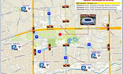 10 июнь күні Ташкенттің бірқатар көшелері уақытша жабылады