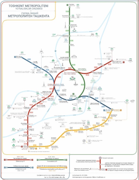 The scheme of Tashkent metro lines has been updated