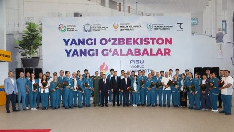Toshkent xalqaro aeroportida Universiadachilarimiz tantanali kutib olindi