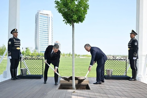 Лидеры Узбекистана и Туркменистана вместе посадили дерево