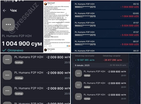 Humans орқали маблағ ечиб олиниши бўйича P2P амалиётлар тўхтатилди — Марказий банк изоҳ берди