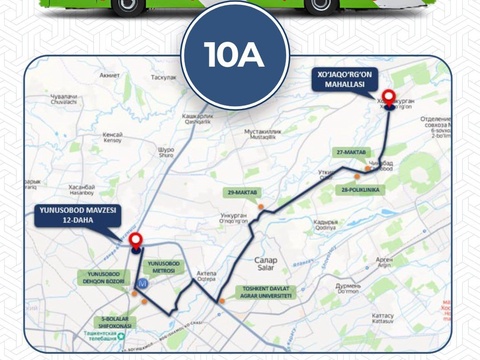 Пойтахт ва Тошкент вилояти орасида янги автобус қатнови йўлга қўйилди