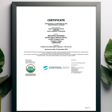 Yana bir mahsulotimizga AQSH bozoriga kirish sertifikati berildi