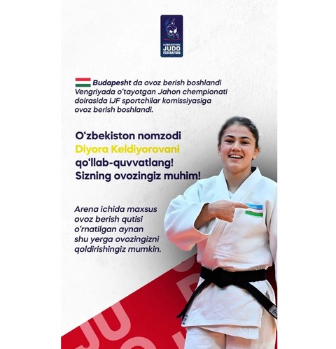 Диёра Келдиёрова IJF Атлетлар комиссияси аъзолигига номзод