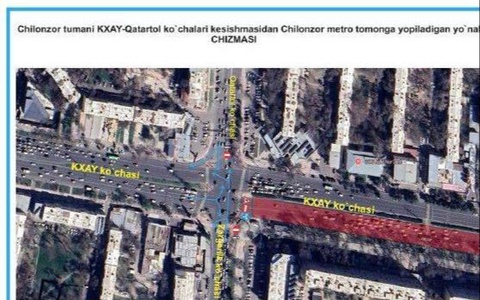 Toshkentda “Chilonzor” metro bekati yaqinidagi koʻcha vaqtincha yopiladi