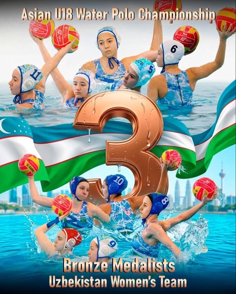 Ватерполистки Узбекистана стали призерами континентального первенства и завоевали путевку на ЧМ