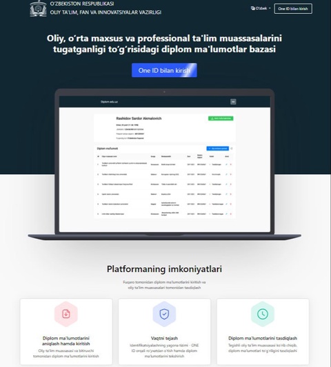 Өзбекстандағы бітірушілерді жинайтын платформа жасалды